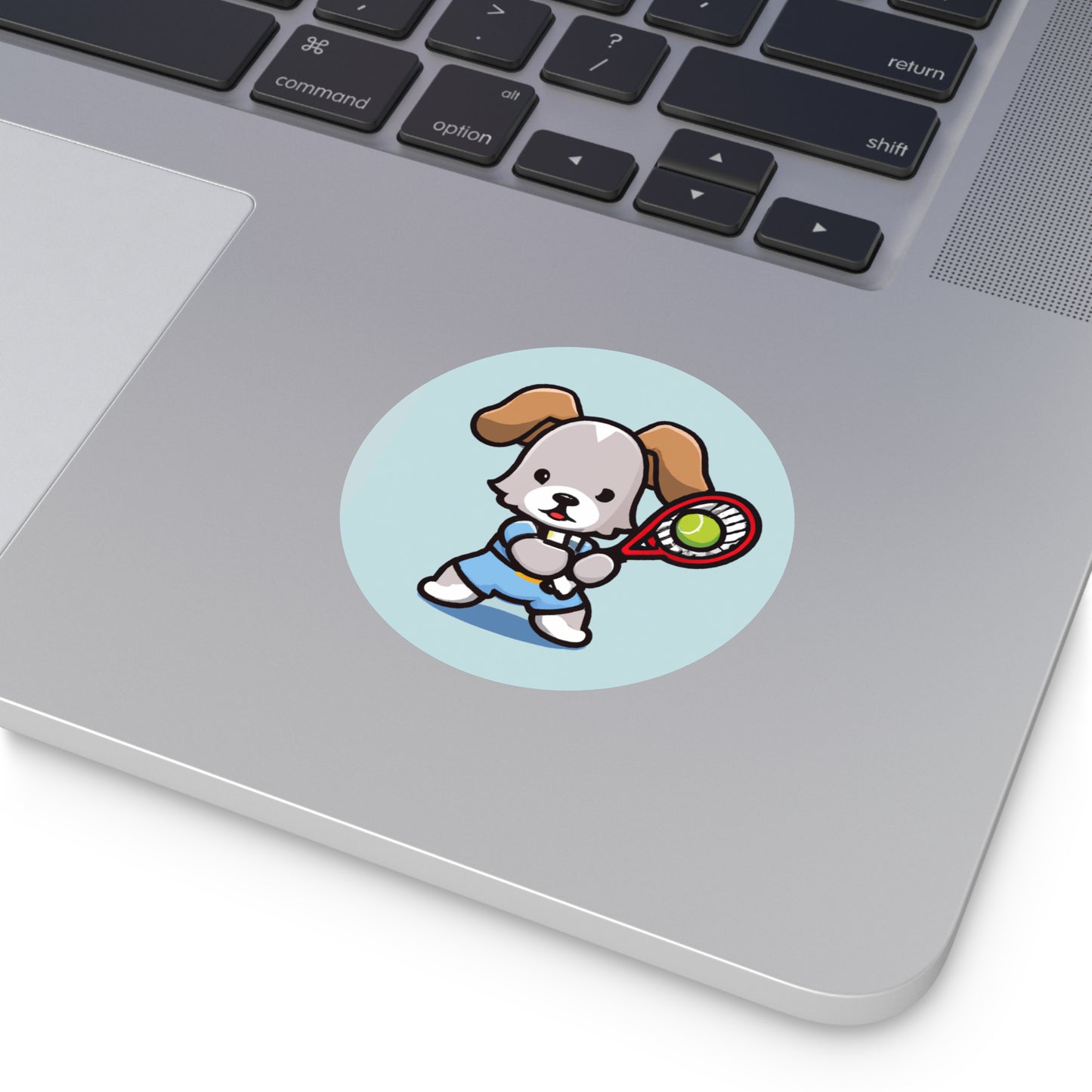 Tennis Dog Round Stickers (Blue)