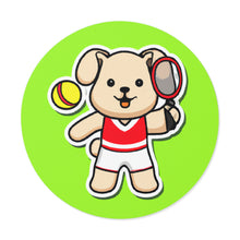 Load image into Gallery viewer, Tennis Dog Round Stickers (Green)