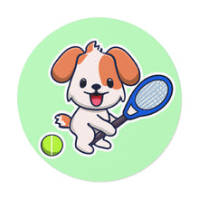 Load image into Gallery viewer, Tennis Dog Round Stickers (Mint)