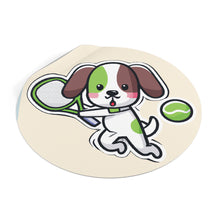 Load image into Gallery viewer, Tennis Dog Round Stickers (Beige)