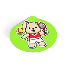 Load image into Gallery viewer, Tennis Dog Round Stickers (Green)