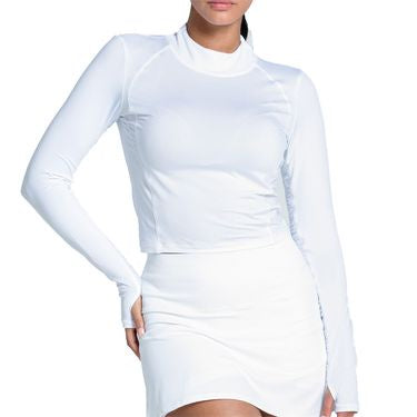 Lucky In Love Women's UV Mock Neck Long Sleeve WHT