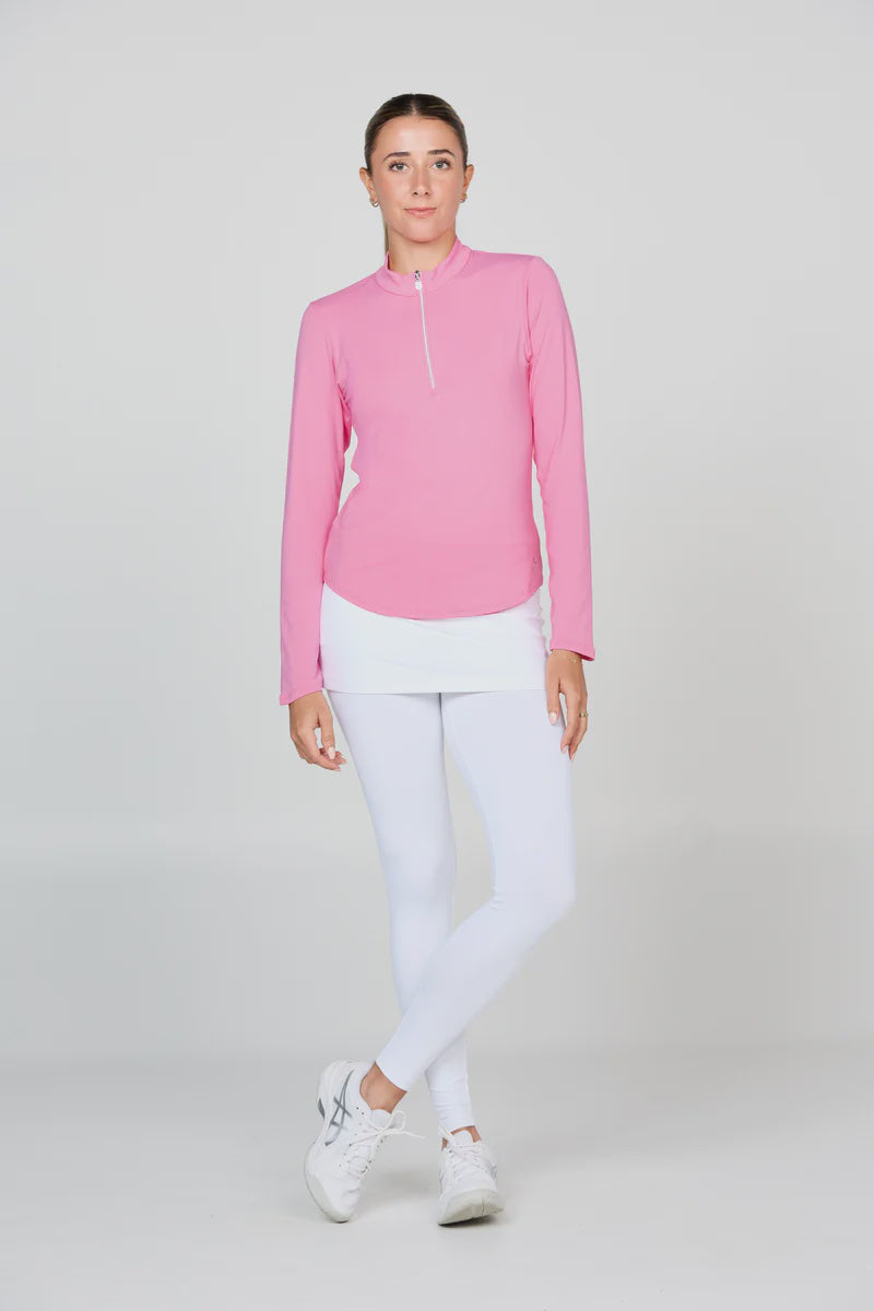 Sofibella Women's 1/2 Zip Long Sleeve- 2620 Pink