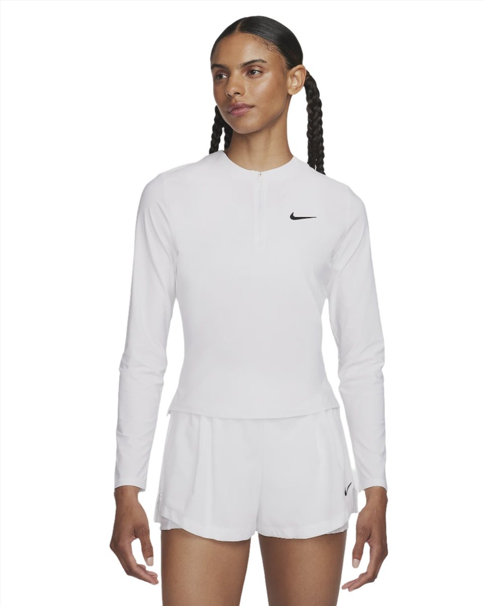 Nike Women's DriFIT QuarterZipWhite All About Tennis