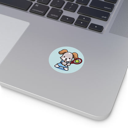 Tennis Dog Round Stickers (Blue)