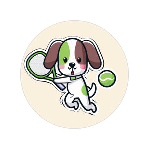 Beige Dog Transparent Outdoor Stickers, Round, 1pcs