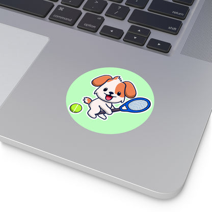 Tennis Dog Round Stickers (Mint)