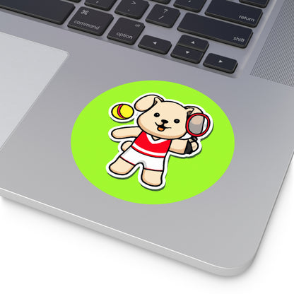 Tennis Dog Round Stickers (Green)