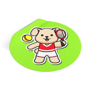 Tennis Dog Round Stickers (Green)
