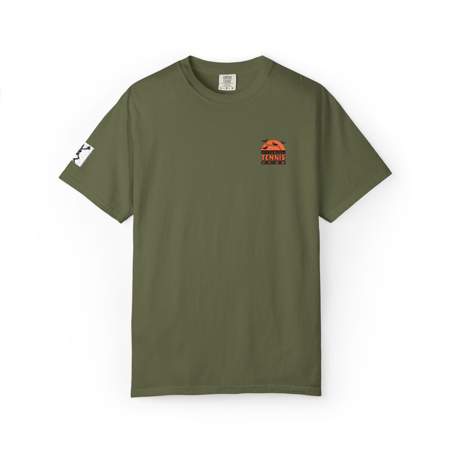 Spooky Tennis Embroidery All About Tennis Garment-Dyed T-shirt
