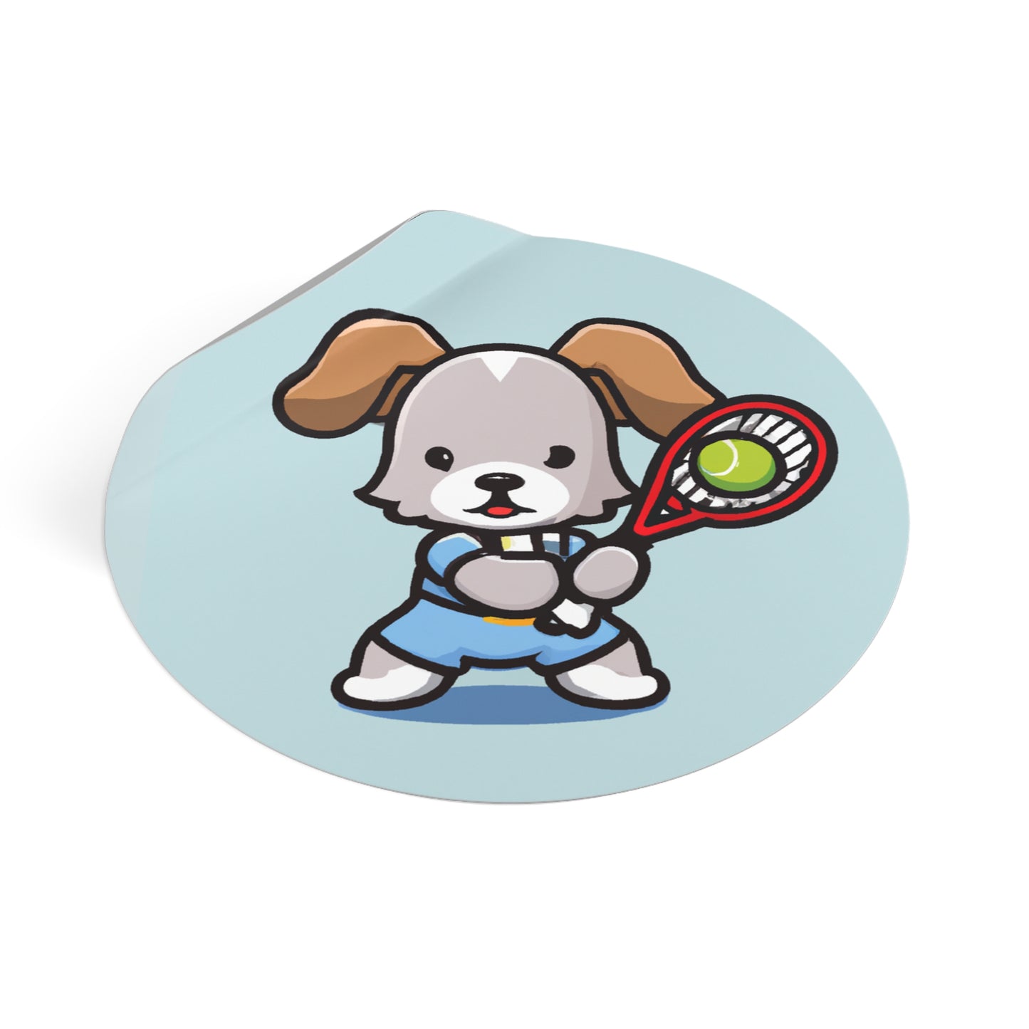 Tennis Dog Round Stickers (Blue)