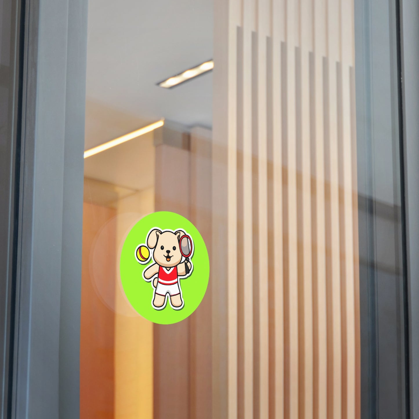 Tennis Dog Round Stickers (Green)