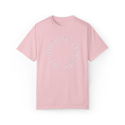 All About Tennis Puff Lettering Unisex Garment-Dyed T-shirt