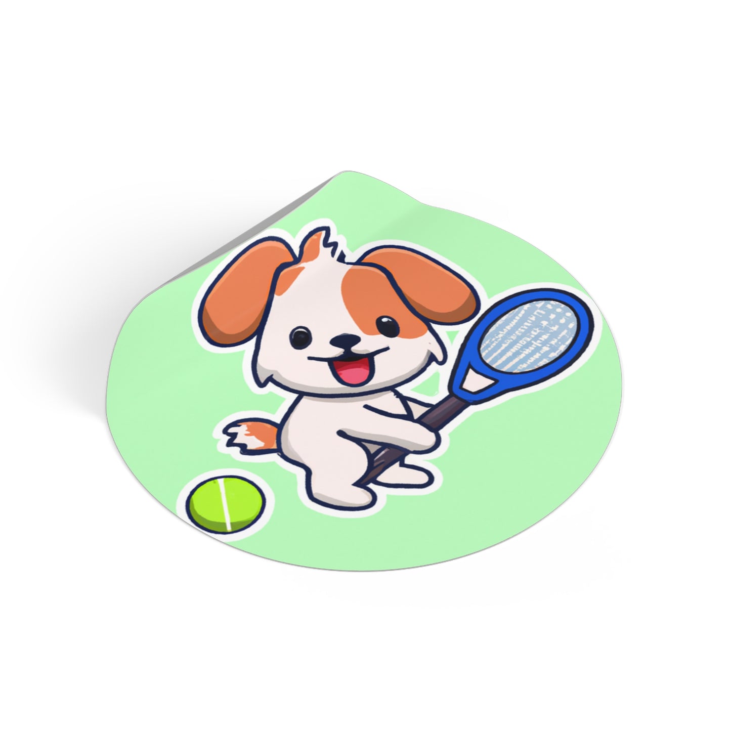 Tennis Dog Round Stickers (Mint)