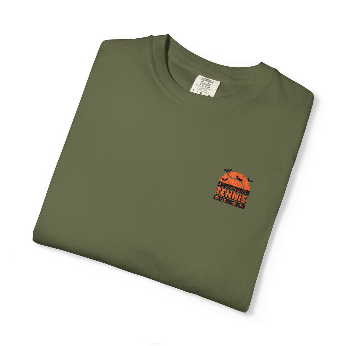 Spooky Tennis Embroidery All About Tennis Garment-Dyed T-shirt