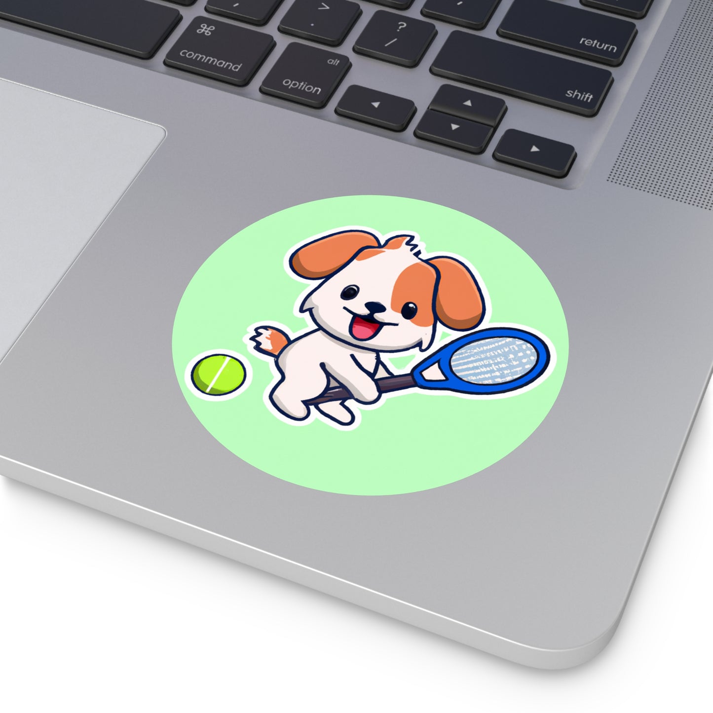 Tennis Dog Round Stickers (Mint)