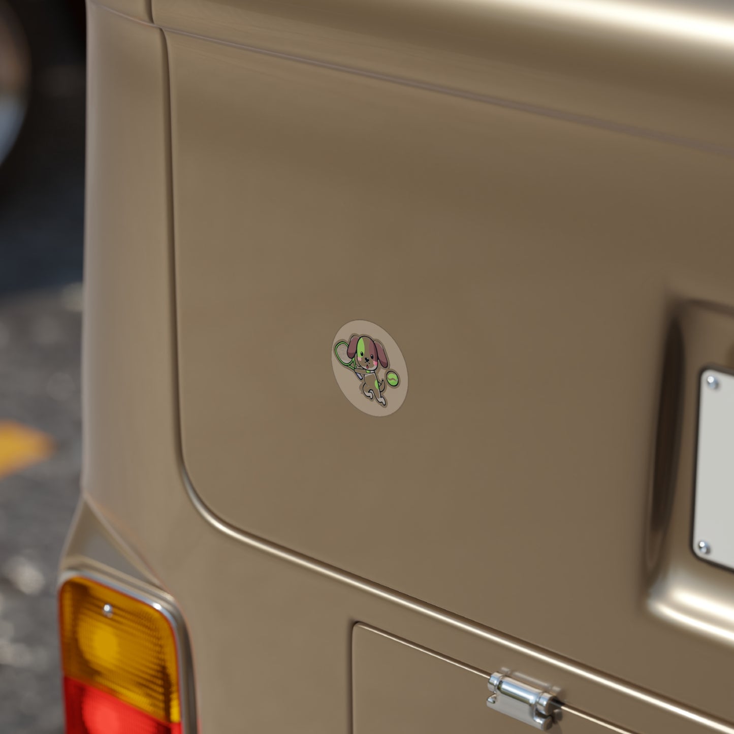 Beige Dog Transparent Outdoor Stickers, Round, 1pcs