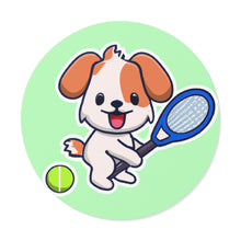 Load image into Gallery viewer, Tennis Dog Round Stickers (Mint)
