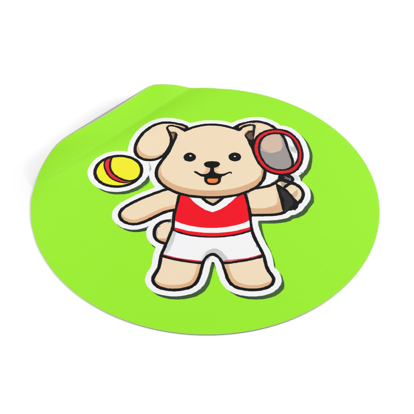 Tennis Dog Round Stickers (Green)