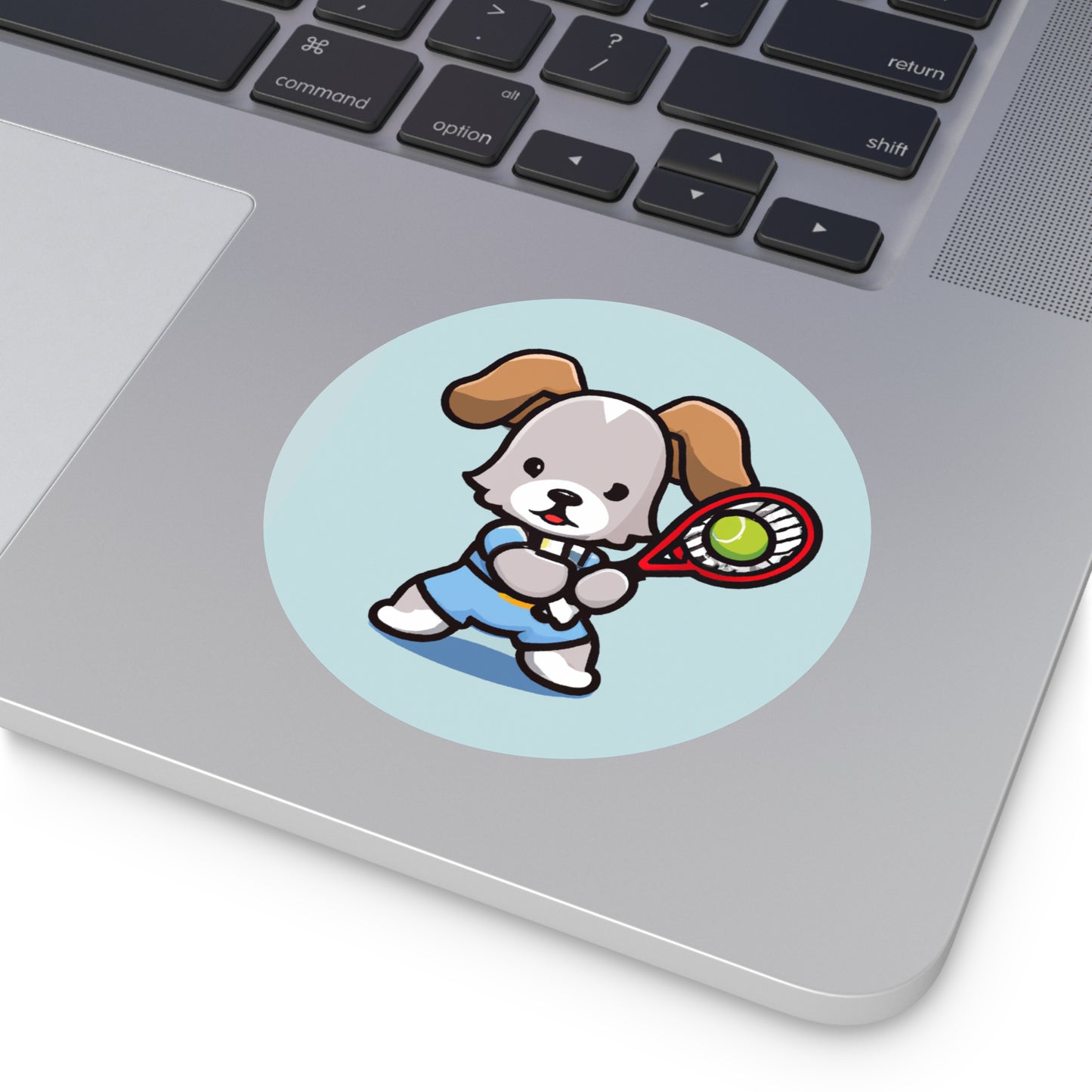 Tennis Dog Round Stickers (Blue)