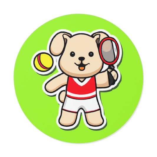 Tennis Dog Round Stickers (Green)