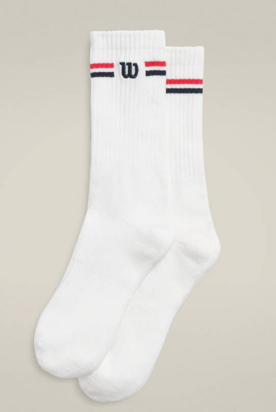 Wilson Crew Stripe Logo Sock Bright White/Infrared Crew