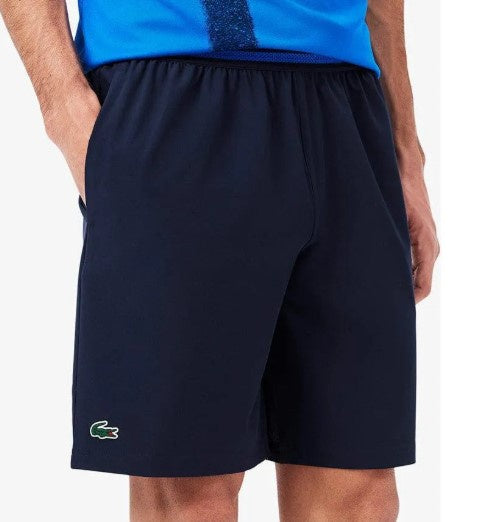Lacoste Men's Novak Djokovic On Court Tec Woven 8 Inch Tennis Short Blanc- GH7413