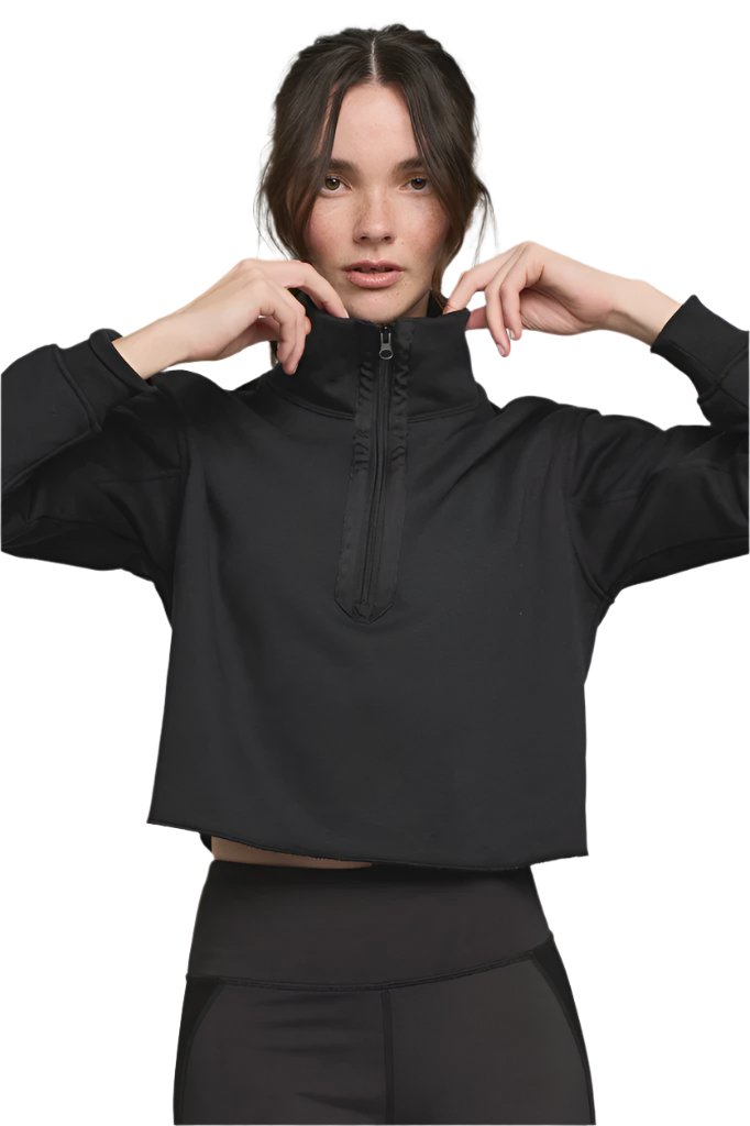 LIJA Women's Zip It Up Pullover - Black – All About Tennis