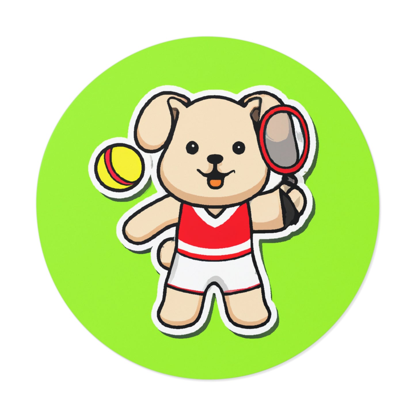 Tennis Dog Round Stickers (Green)