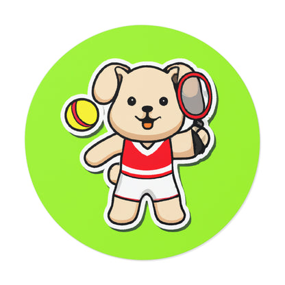 Tennis Dog Round Stickers (Green)