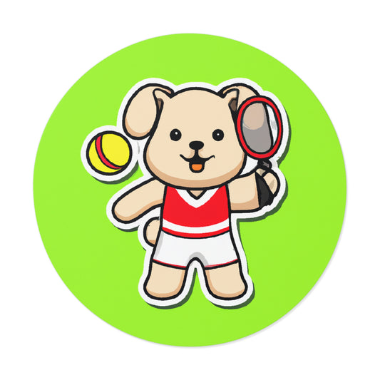 Tennis Dog Round Stickers (Green)