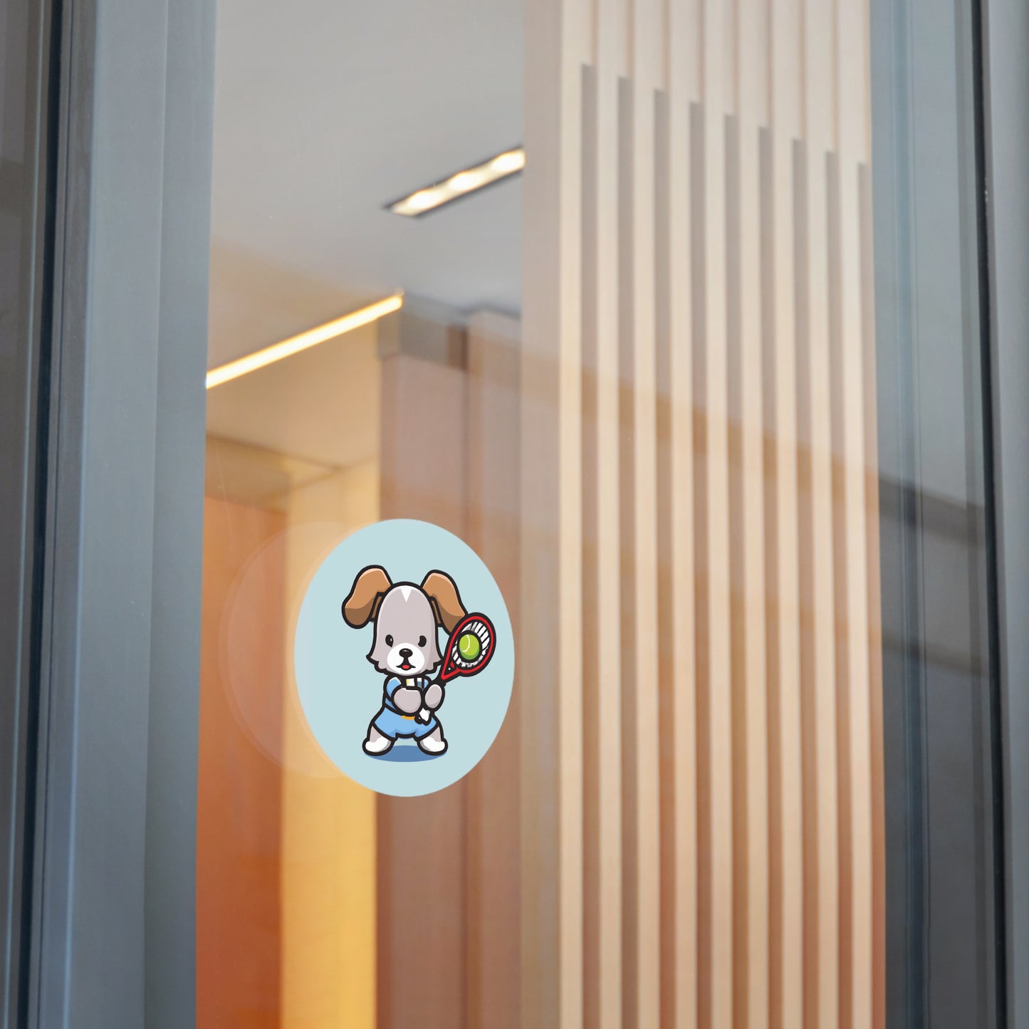 Tennis Dog Round Stickers (Blue)