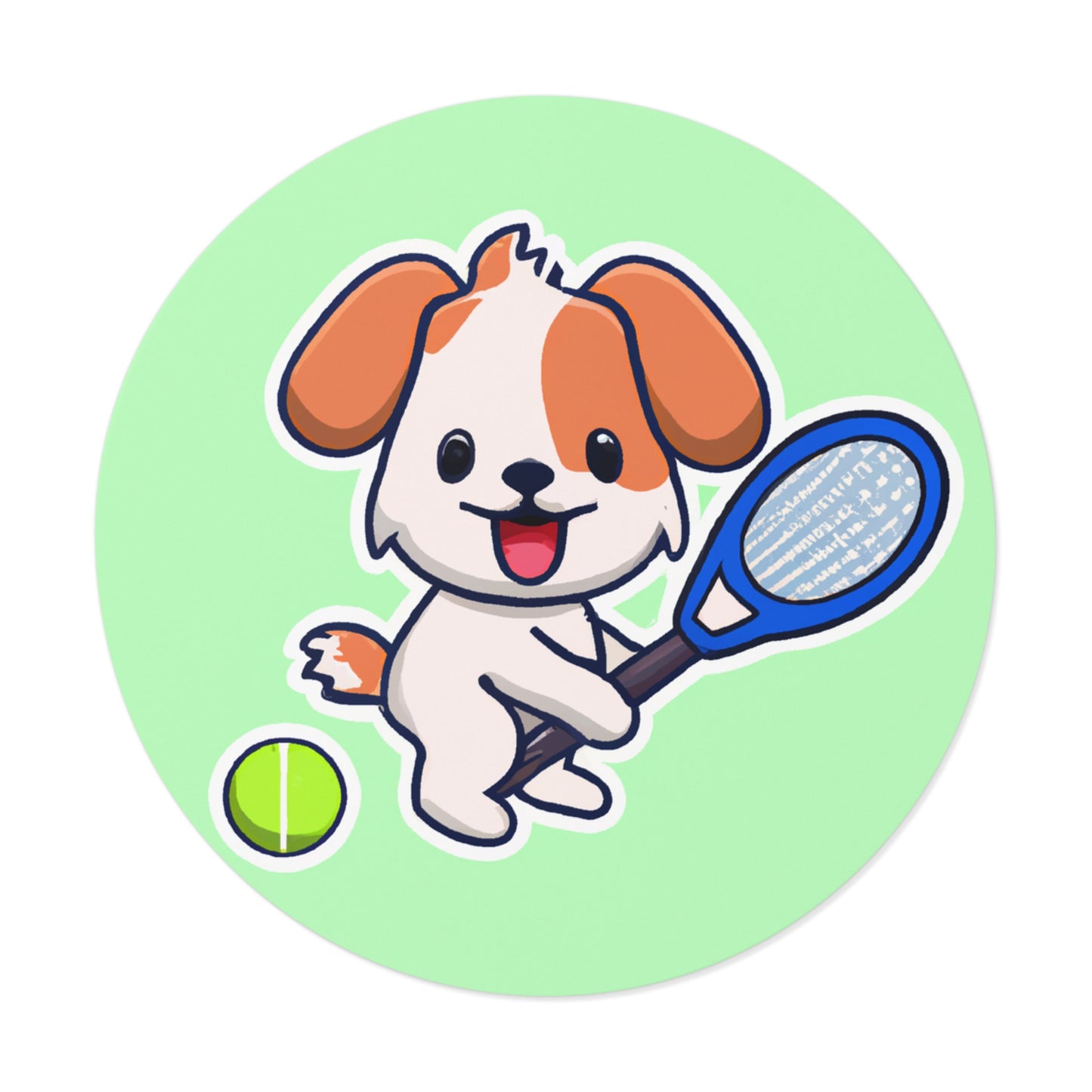Tennis Dog Round Stickers (Mint)