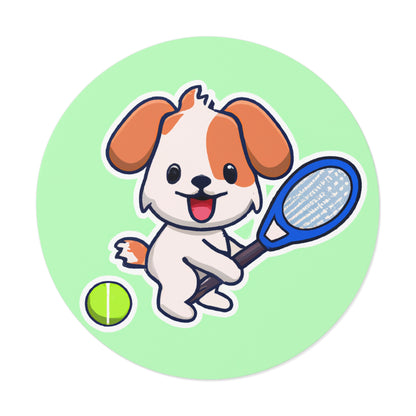 Tennis Dog Round Stickers (Mint)