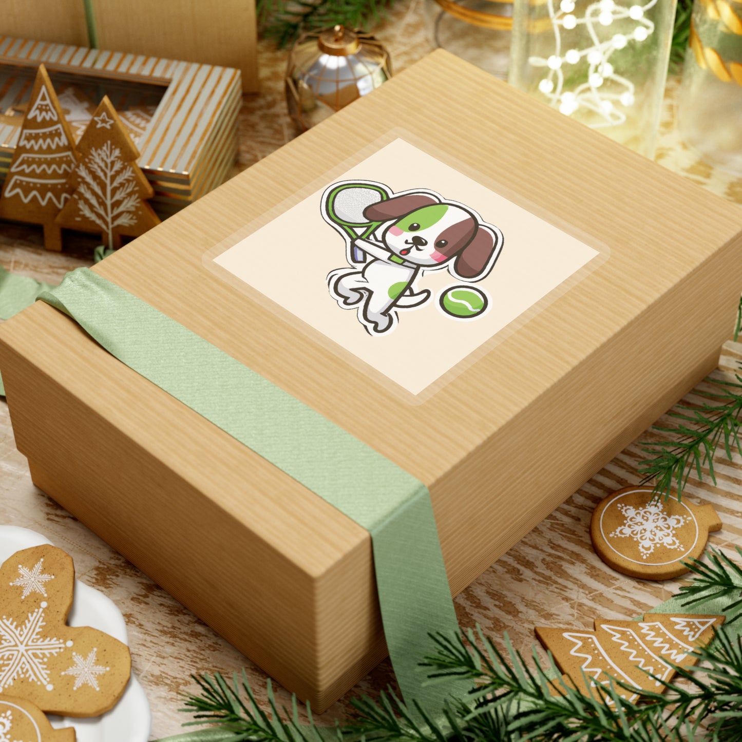 Tennis Dog Stickers (Beige)