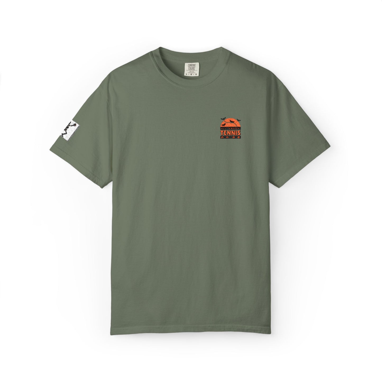 Spooky Tennis Embroidery All About Tennis Garment-Dyed T-shirt