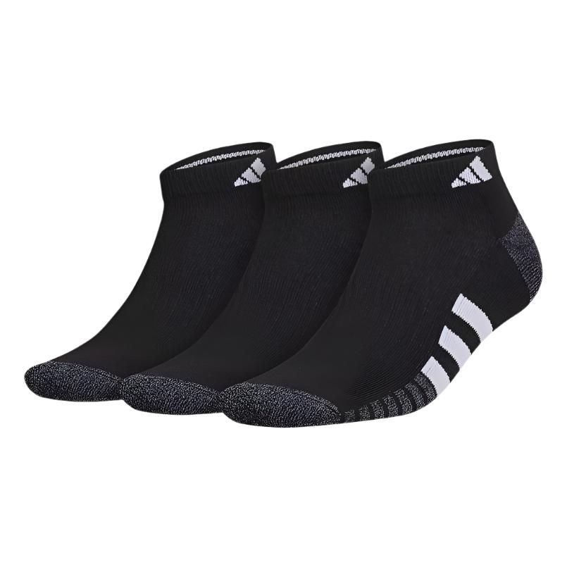 Adidas Cushioned 3 Pk Low Cut Socks - Black- X-Large