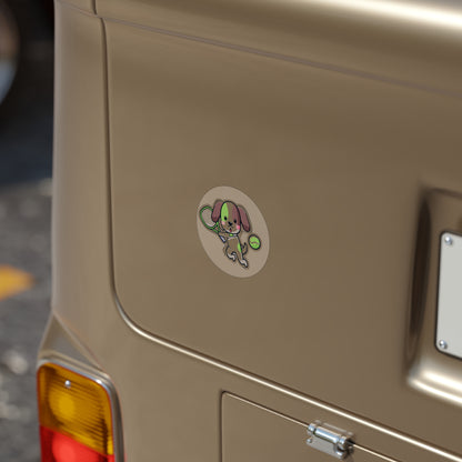 Beige Dog Transparent Outdoor Stickers, Round, 1pcs