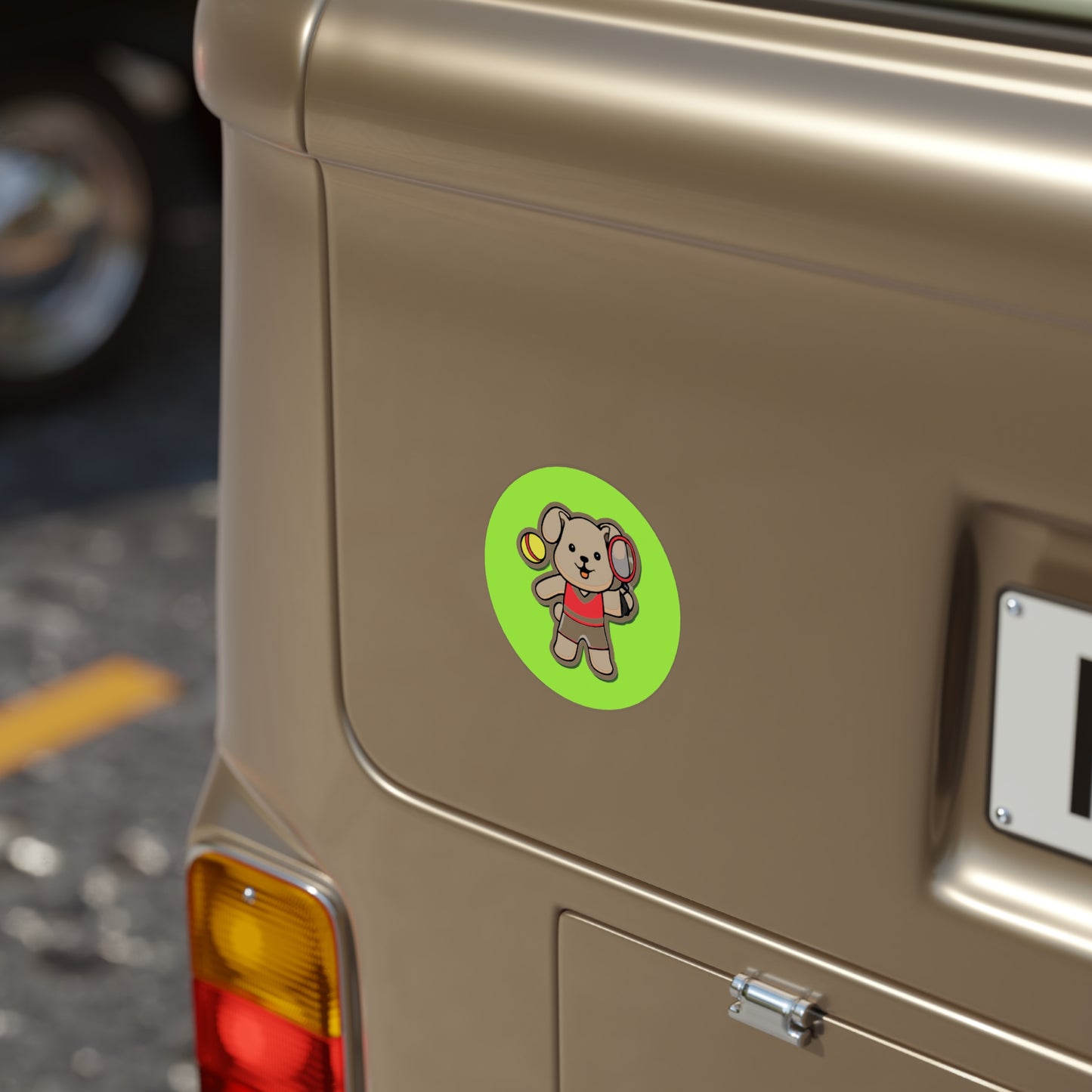 Green Dog Transparent Outdoor Stickers, Round, 1pcs