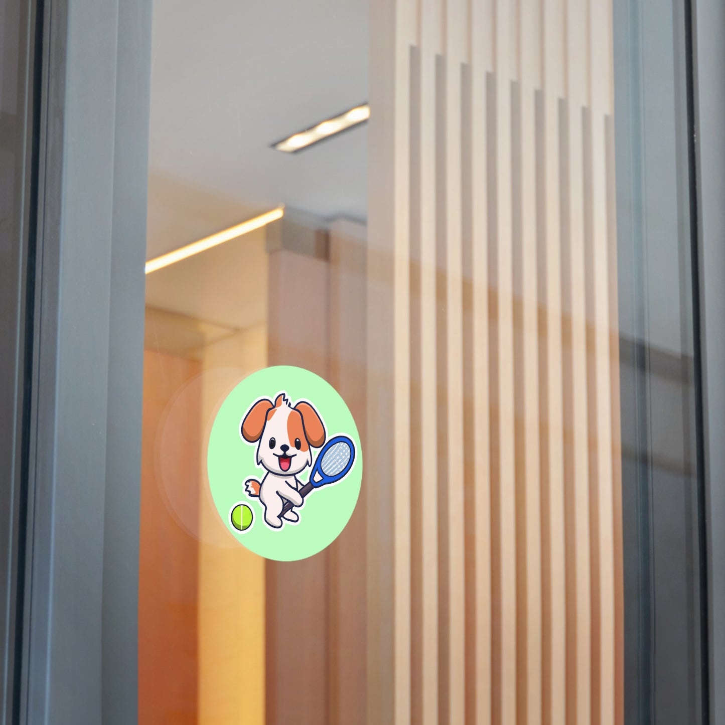Tennis Dog Round Stickers (Mint)
