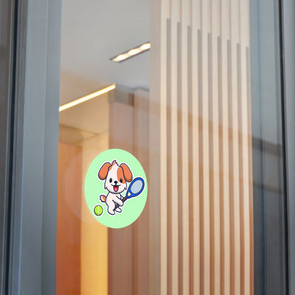 Tennis Dog Round Stickers (Mint)