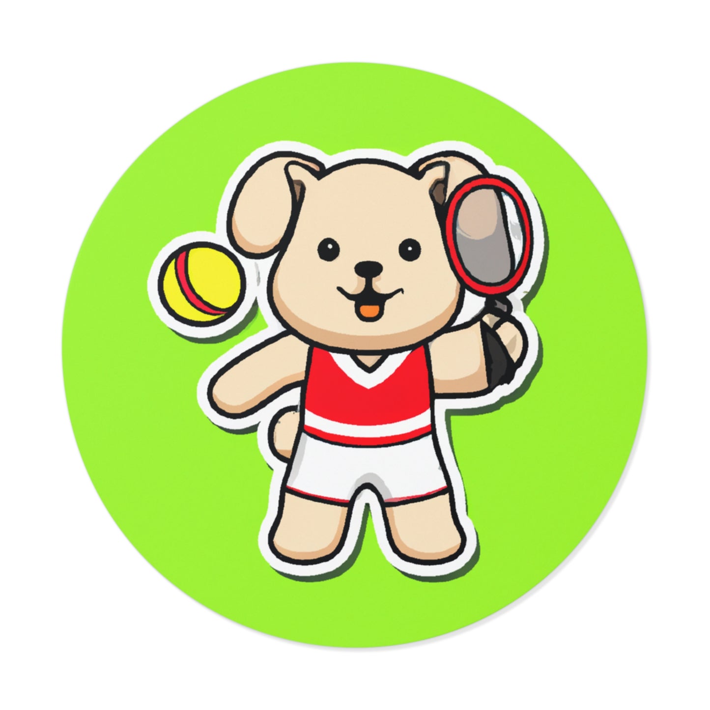 Tennis Dog Round Stickers (Green)