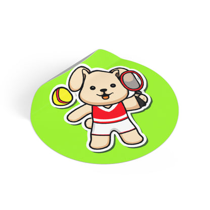 Tennis Dog Round Stickers (Green)