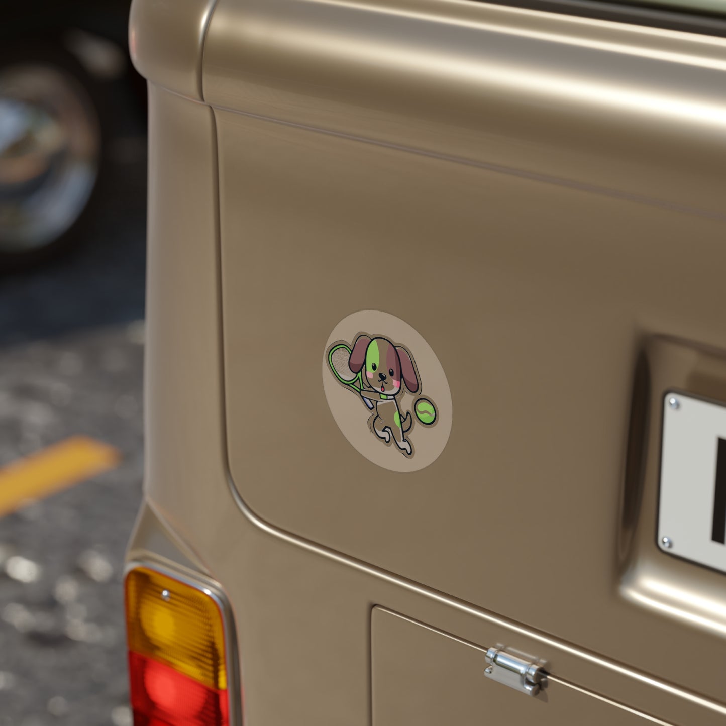 Beige Dog Transparent Outdoor Stickers, Round, 1pcs