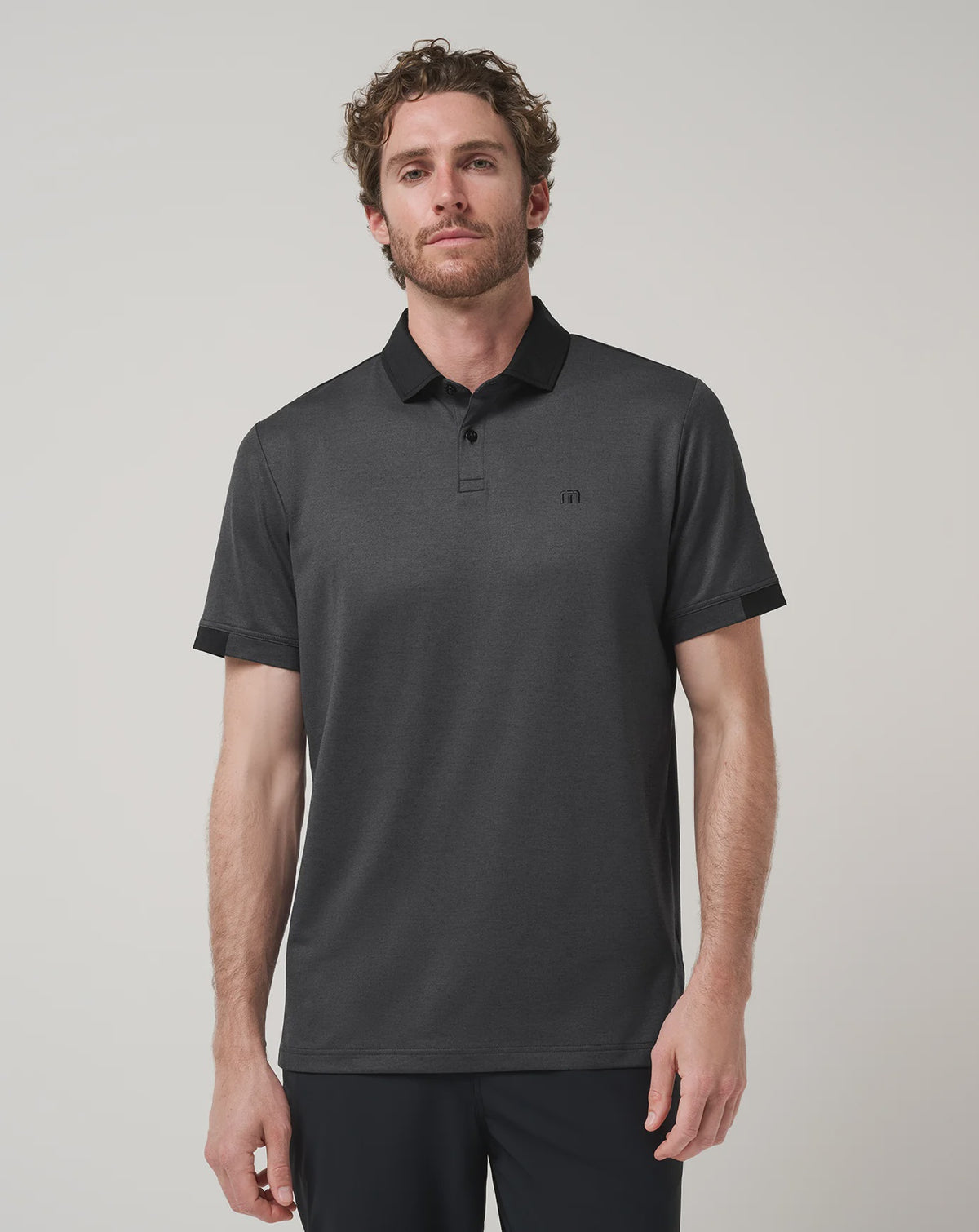 Travis Mathew Men's Final Drive Polo  Heather Dark Grey  A48217