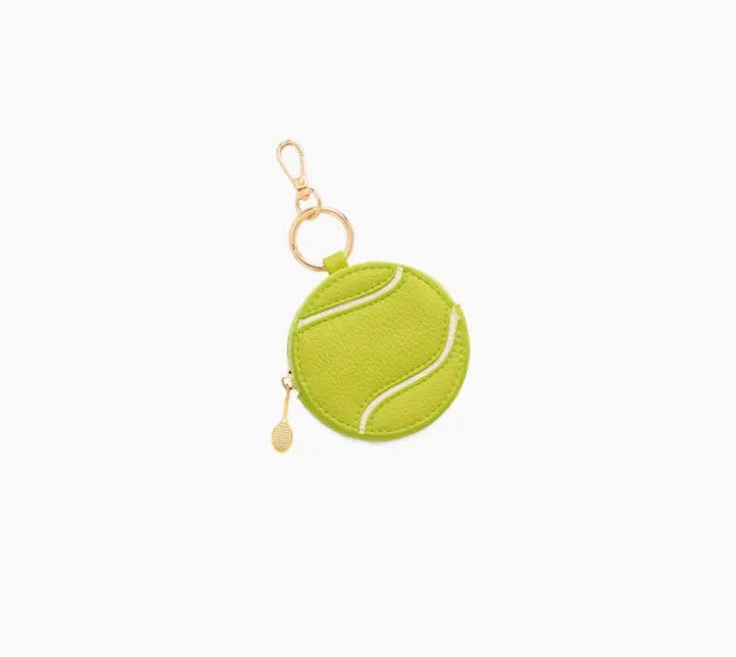 Tennis Ball  with Zip Pouch Charm Keychain- Lime