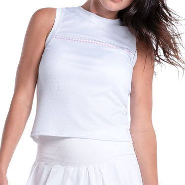 Lucky In Love Women's Wave Stripe Muscle Tank- Style: CX141-43F110 Color WHT