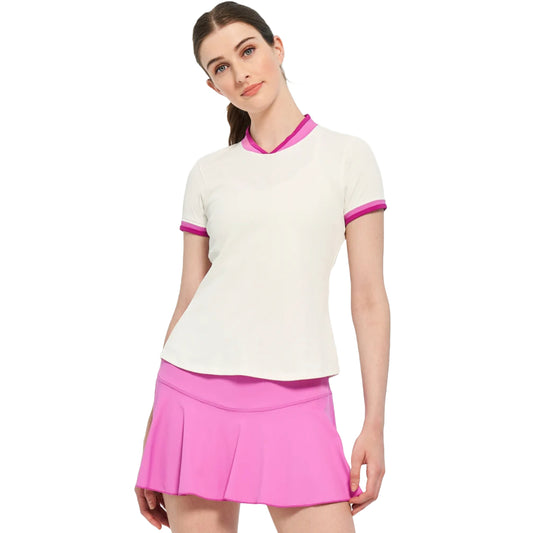 Lija Ladies Rib College Tee - Wh/Gem