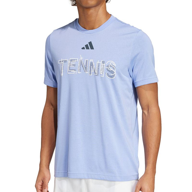 Adidas Men's Graphic Tee Shirt - Light Blue Tennis