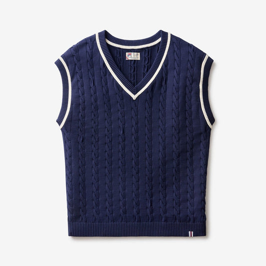Fila Men's Baseline Cable Knit Vest - Navy/Gardenia
